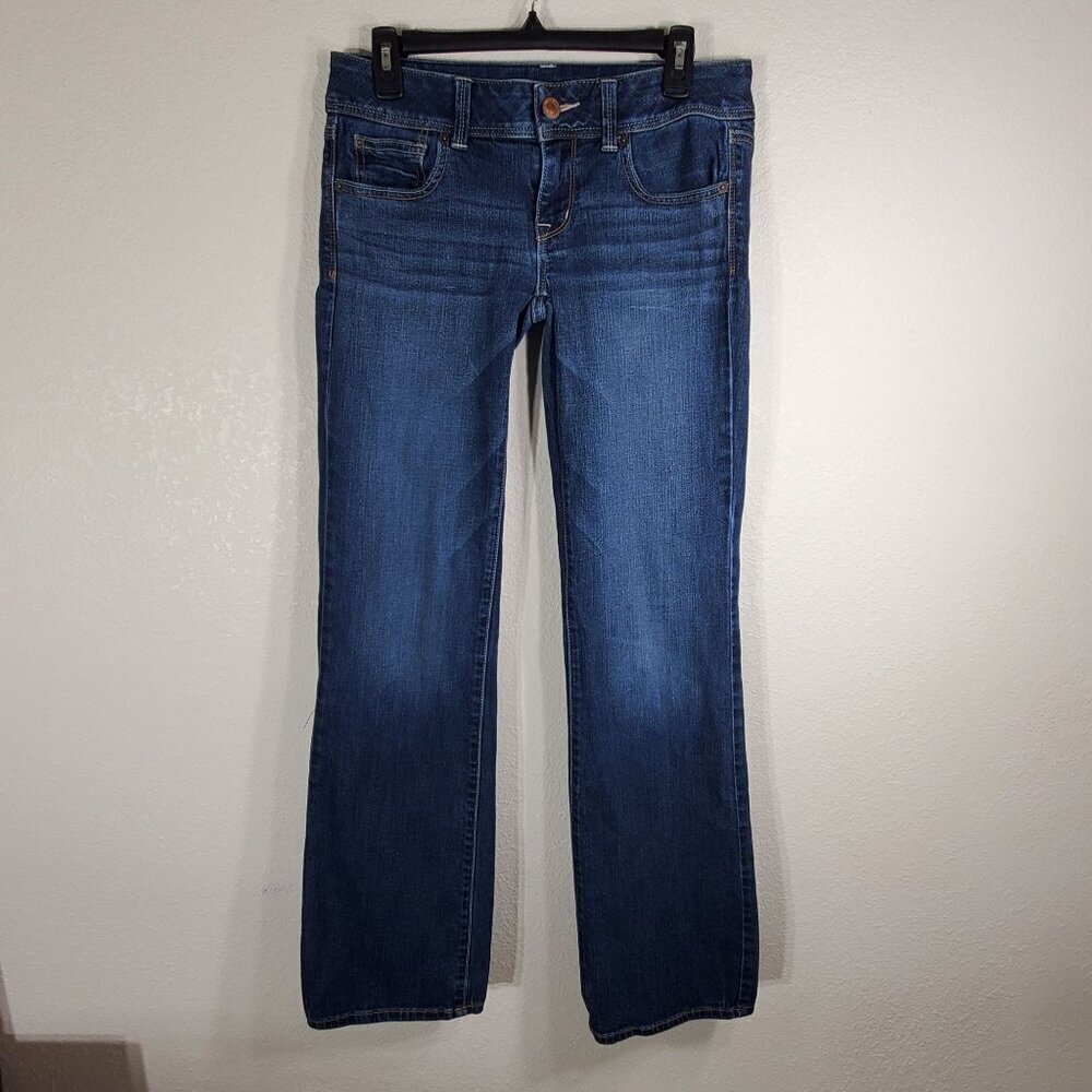 American Eagle Outfitters Womens Slim Boot Jeans Size 8 Long Stretch Blue Denim